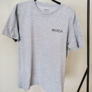 RVCA NWOT grey Crew neck Tshirt. Black logo on front and back Size S